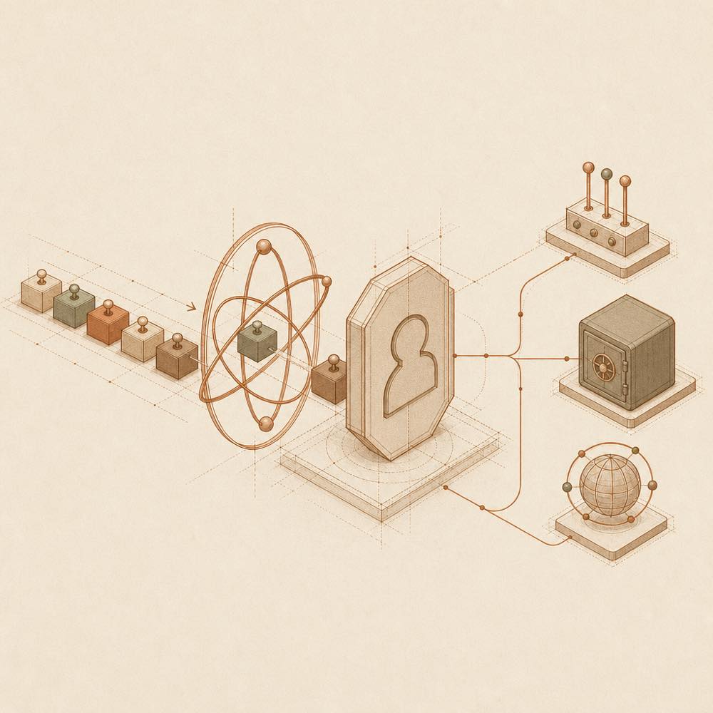 Pinned components flow through an isolated desktop profile to local and remote operation nodes.