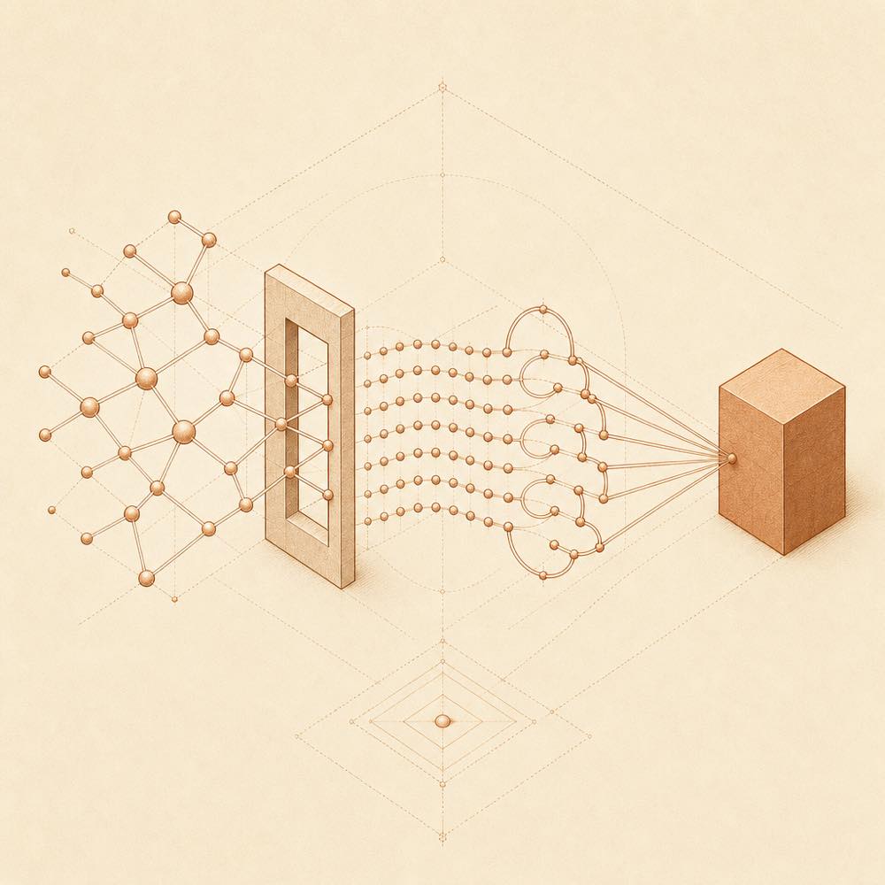 A bounded dependency graph branches into agent waves, repair loops, and one synthesised result.